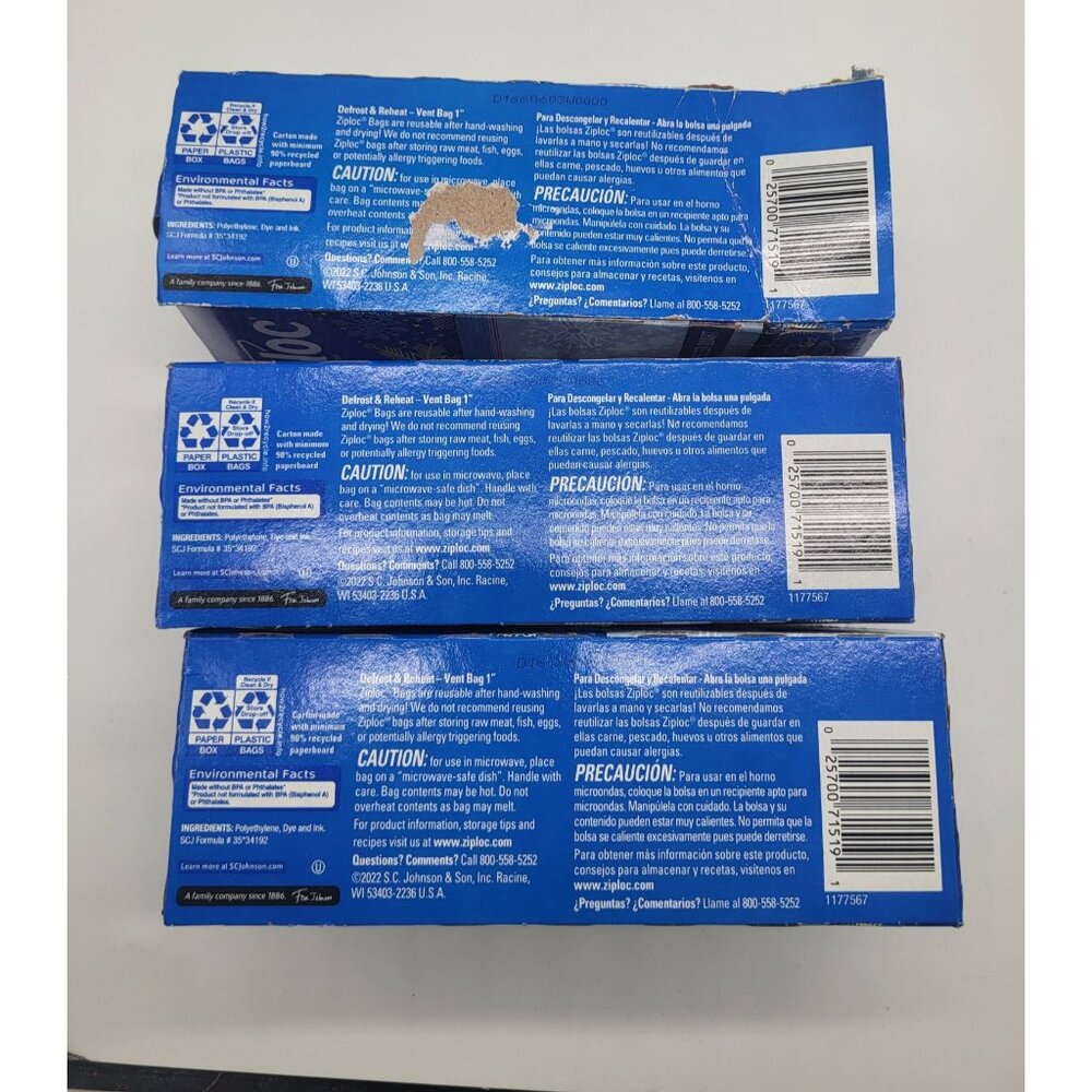 Ziploc Holiday Edition Quart Freezer Bags 19 Ct Grip N Seal Set Of 3 Boxes (57 b - Picture 3 of 6